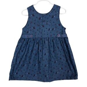 Limited Quantities Blue Corduroy Floral Sleeveless Dress Girls Size 4 100 Cotton